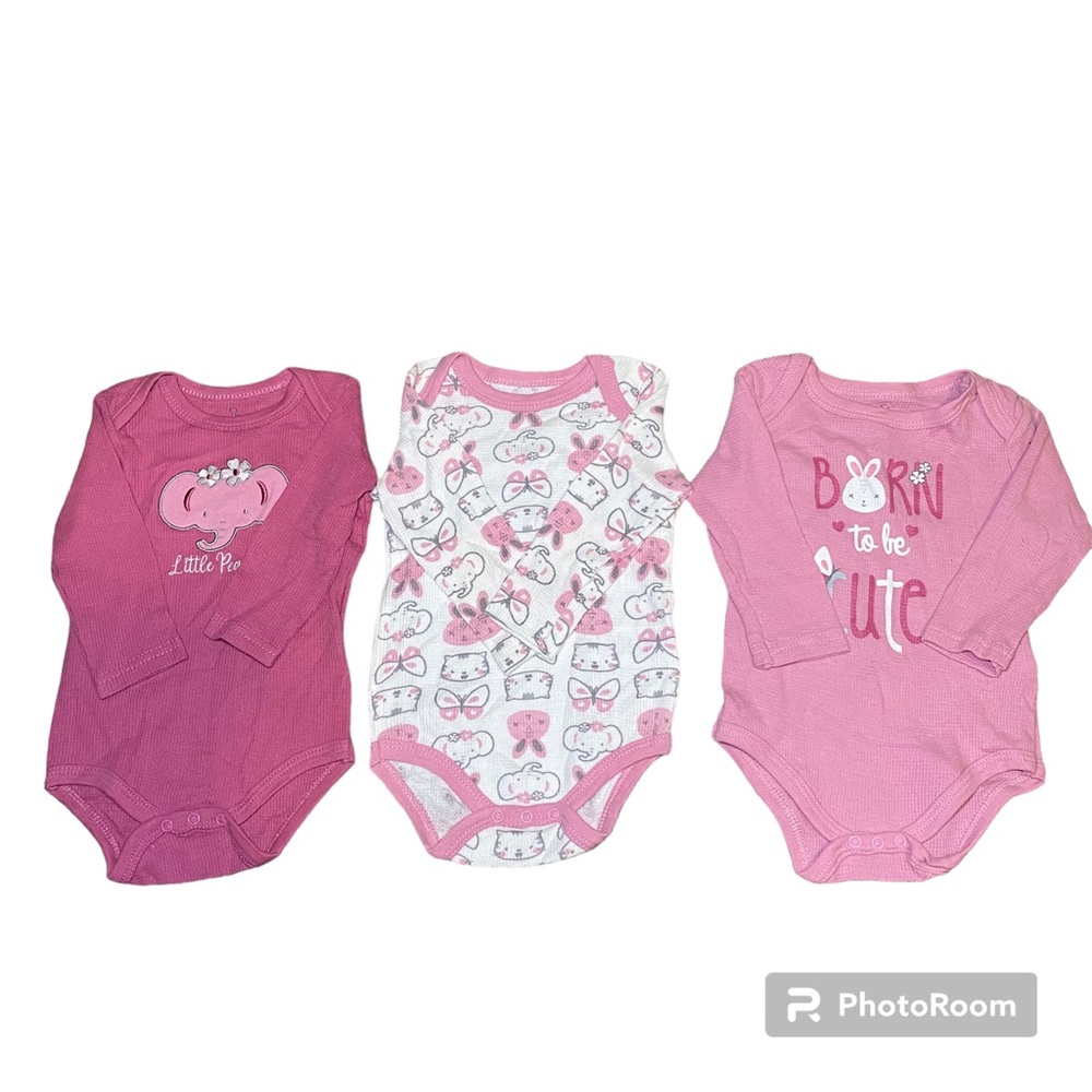 Three piece baby girl thermal set. Never worn. By duck duck goose.